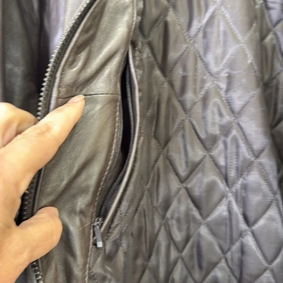 Michael Kors Men's Dark Brown Leather Jacket Coat Multiple Pockets XXL - Picture 13 of 16